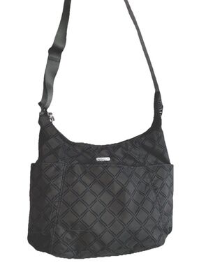 BAGGALLINI Crossbody Hobo Bag & Wristlet Gray Print ~ End Pockets  ~ Travel